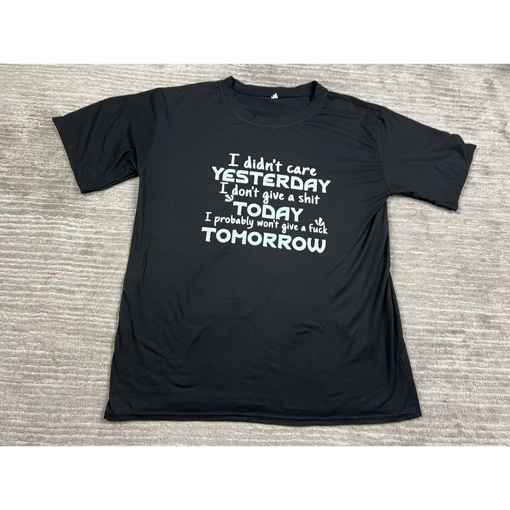 Unbranded T-Shirt Men L Black I Didn't Care Yesterday Graphic Tee Humorous Short
